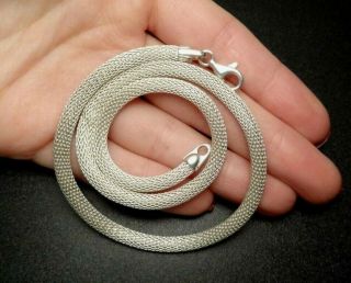 Vintage 5mm Tubular Mesh Chain Necklace Choker 16.  5 " Sterling Silver 925 (17.  6g)