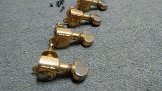 Grover Gold 6 In Line Tuners Vintage ' 80s Tuning Machines Pegs Relic 2