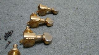 Grover Gold 6 In Line Tuners Vintage ' 80s Tuning Machines Pegs Relic 3