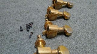 Grover Gold 6 In Line Tuners Vintage ' 80s Tuning Machines Pegs Relic 4