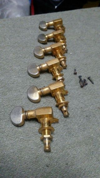 Grover Gold 6 In Line Tuners Vintage ' 80s Tuning Machines Pegs Relic 5