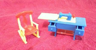 Vintage Renewal Dollhouse Furniture Treadle Sewing Machine With Rocking Chair