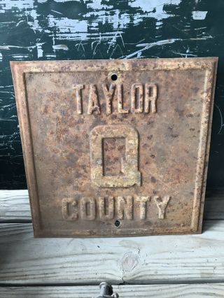 Vintage Taylor Q County Road Sign - Embossed,  Man Cave Industrial Wall Decor