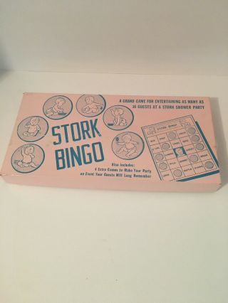 Vintage Stork Bingo Party Game - Baby Shower - Leister Game Co.  1957