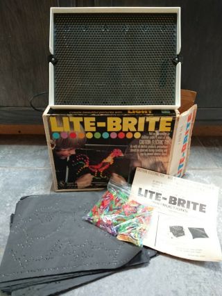 Vintage 1977 Lite Brite Light Bright Pegs Hasbro Toy Game Box Papers