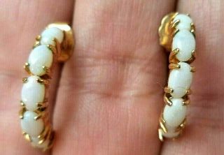 Stunning Vintage Estate Gold Tone Opal Cab 3/4 " Post Earrings 2433y