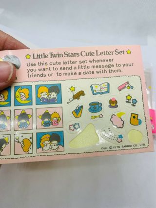 Vintage Sanrio Little Twin Stars 1976 Mini Letter Set With Envelopes And Sticker 7
