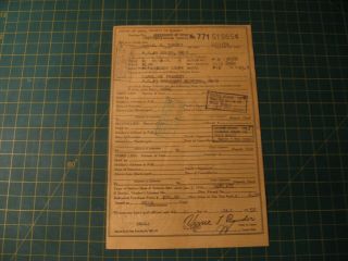 Vintage Car Title Historical Document Ohio 1941 Plymouth Coupe Model P12 Nr