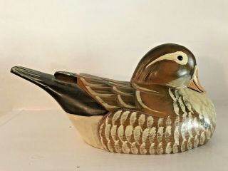 OLD Vintage FOLK ART WOOD DUCK DECOY CARVING H.  S.  Andy Anderson 2