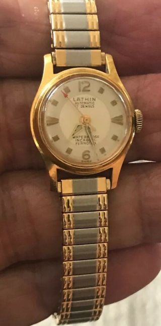 Swiss Made Lathin 17 Jewels Vintage Automatic Incabloc Ferrotex Waterproof Watch