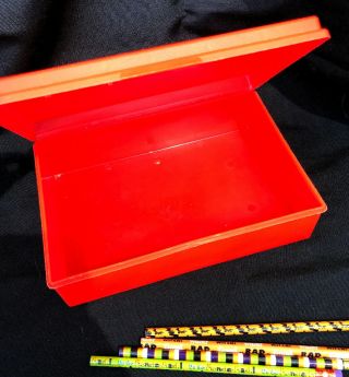 Vintage 1980s Neon Orange Plastic School Box Pencil Box Case & Vtg NOS Pencils 5