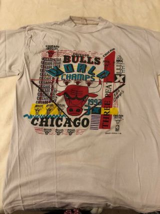 Vintage Chicago Bulls 1993 World Champs 3 Peat Tshirt Xl
