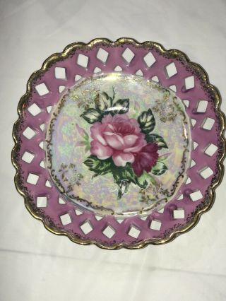 Vintage Royal Halsey Very Fine Tea Cup And Saucer Three Footed,  Pink With Gold 4
