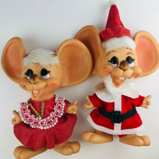 Vintage Topo Gigio Huron Products Big Ear Mouse Bank Christmas Santa Mrs Claus