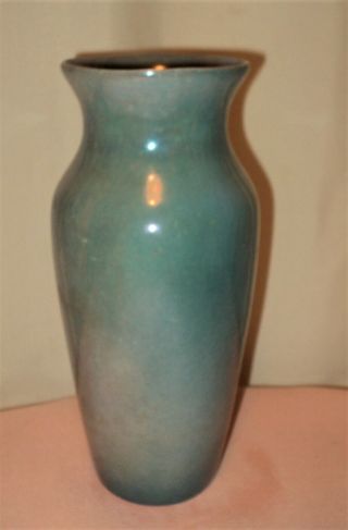 Old Vintage Weller Pottery Vase - Blue Luster 8 1/2 " Tall Pretty Art Deco