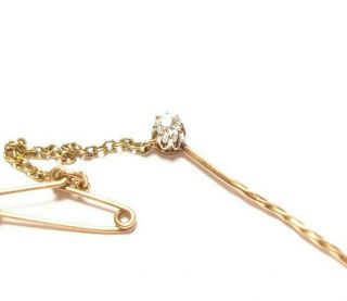 Small Antique Victorian 9ct Gold And Diamond Stick Pin