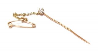 SMALL ANTIQUE VICTORIAN 9CT GOLD AND DIAMOND STICK PIN 2