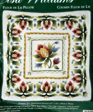 Fleur De Lis Elsa Williams Jacobean Floral Pillow Vintage Crewel Embroidery Kit
