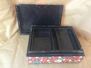 Vintage Floral Cloisonne Look Wooden Card Box or Cigarette Box - 3