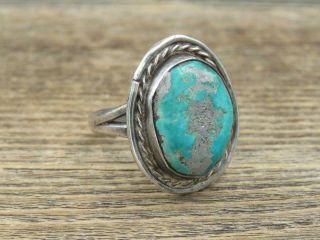 Vintage Old Pawn Navajo Sterling Silver Morenci Turquoise Ring Sz 9