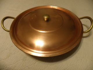 Vintage Copper 9 5/8 Inch Au Gratin Pan With Lid