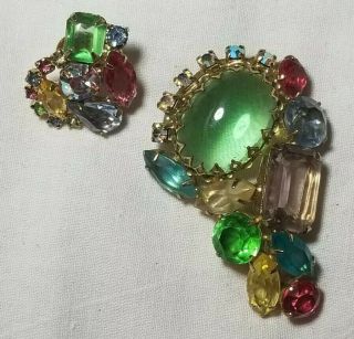 Vintage Juliana Jewelry Brooch Lapel Pin Pastel Rhinestones Ab Jelly Belly