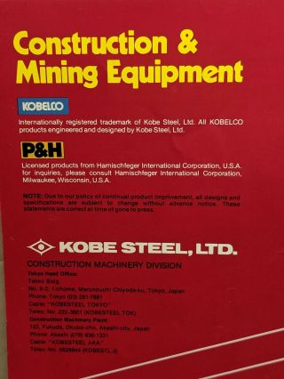 Vintage P&H Kobelco Construction & Mining Equipment Shovel Truck Crane Brochure 5