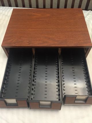 Vintage Wood Tape Cassette Holder Very From The 80’s Holds 42 Tapes 2