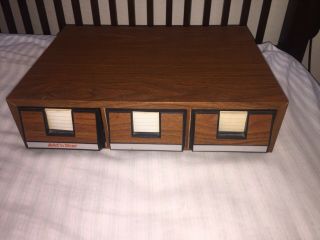 Vintage Wood Tape Cassette Holder Very From The 80’s Holds 42 Tapes 3