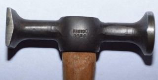 Vtg.  Proto no.  1424 USA Auto Body Hammer - Round & Square Face - Wood Handle 2