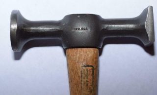 Vtg.  Proto no.  1424 USA Auto Body Hammer - Round & Square Face - Wood Handle 6