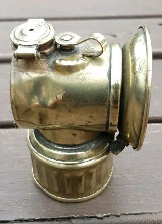 ANTIQUE VINTAGE MINERS CARBIDE LAMP JUSTRITE EARLY 1900s STEAMPUNK 2