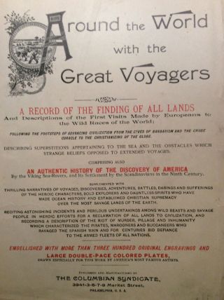 Vintage Rare Book 1892 Around The World With The Great Voyagers By H.  S.  Smith 5