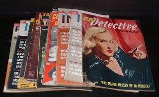 Lqqk 13 Vintage 1940s/50s/60s True Crime Magazines,  Front Page Detective,  Etc.