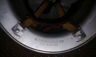 VINTAGE B.  F.  McDONALD ALUMINUM HARD HAT 1940 ' s LOS ANGELES 6