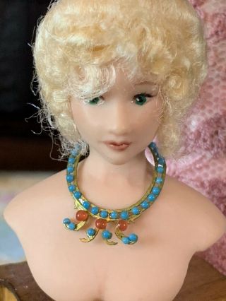Miniature Dollhouse Artisan Rare Orange Carnelian & Turquoise Stone Necklace