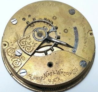 Vintage Elgin 45mm Mechanical Pocket Watch Movement For Repair 24cly
