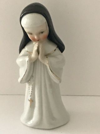 Porcelain Novice Nun Statue Figurine L&m 1956 Made In Japan Praying Catholic Vtg