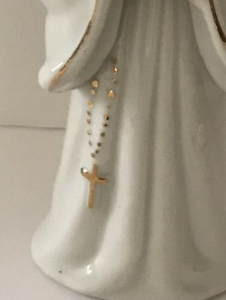 Porcelain Novice Nun Statue Figurine L&M 1956 Made in Japan Praying Catholic Vtg 3