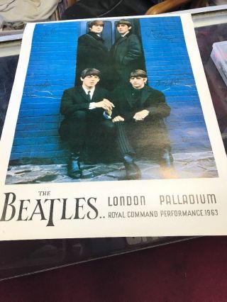 The Beatles Poster " Palladium London " Rare 22 X 16 Color Vintage Poster