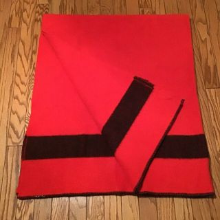 Vintage Wool Blanket Red 66” X 80”