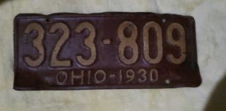 Vintage 1930 Ohio License Plate 323 - 809