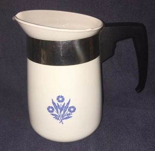 1960s Vintage Corning Cornflower Blue Lidless 4 Cup Syrup Pitcher Juice Carafe