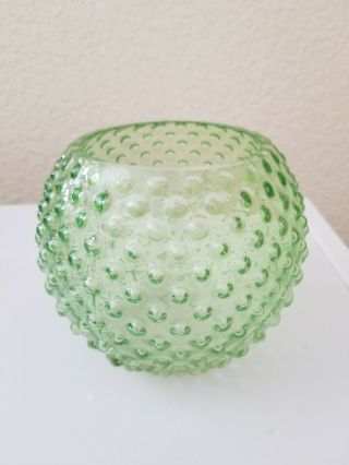 Vintage Fenton Green Hobnail Vase