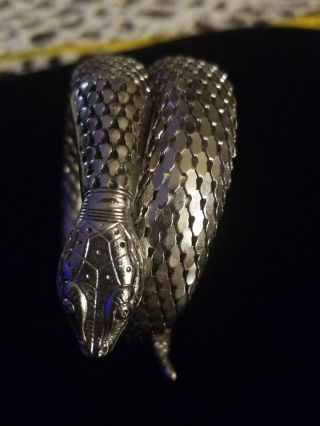 Whiting And Davis Vintage Mesh Coiled Silvertone Snake Cuff Bracelet Or Arm Band