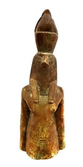 Rare Horus Bead Mummy Egypt Antique Falcon Ancient Stone Hieroglyphics Sculpture 2