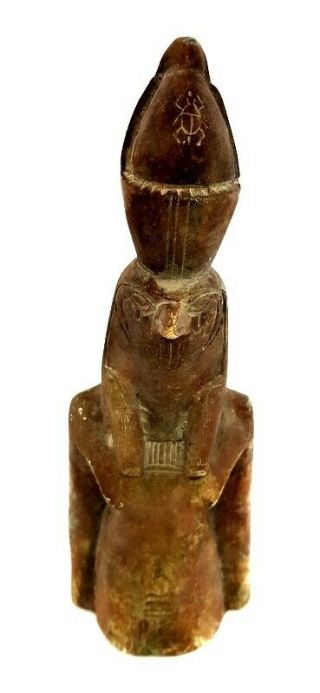 Rare Horus Bead Mummy Egypt Antique Falcon Ancient Stone Hieroglyphics Sculpture 7