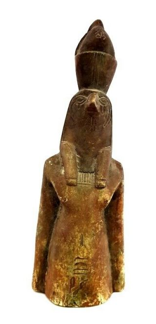 Rare Horus Bead Mummy Egypt Antique Falcon Ancient Stone Hieroglyphics Sculpture 8