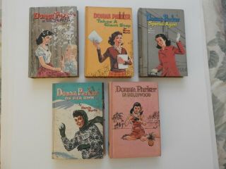 5 Vintage Donna Parker Series Hard Cover Books 1950s - 1960s,