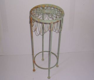 Vintage 1960s 1970s Metal Table Plant Stand Flower Pedal Design Indoor Outdoor